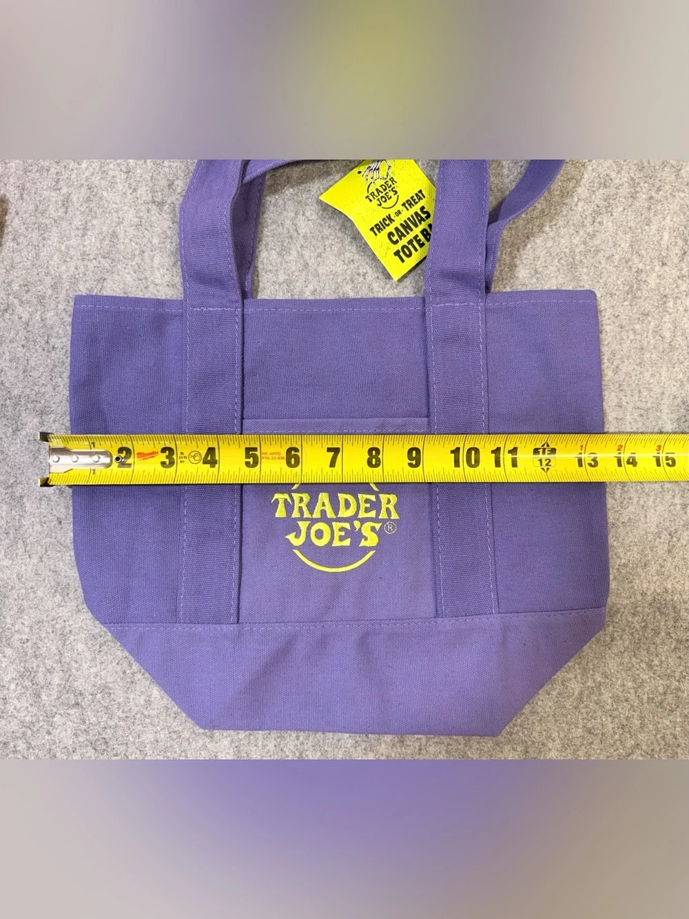 Trader Joe’s or Treat Canvas Tote bags set of 2 Purple Orange Halloween NWT